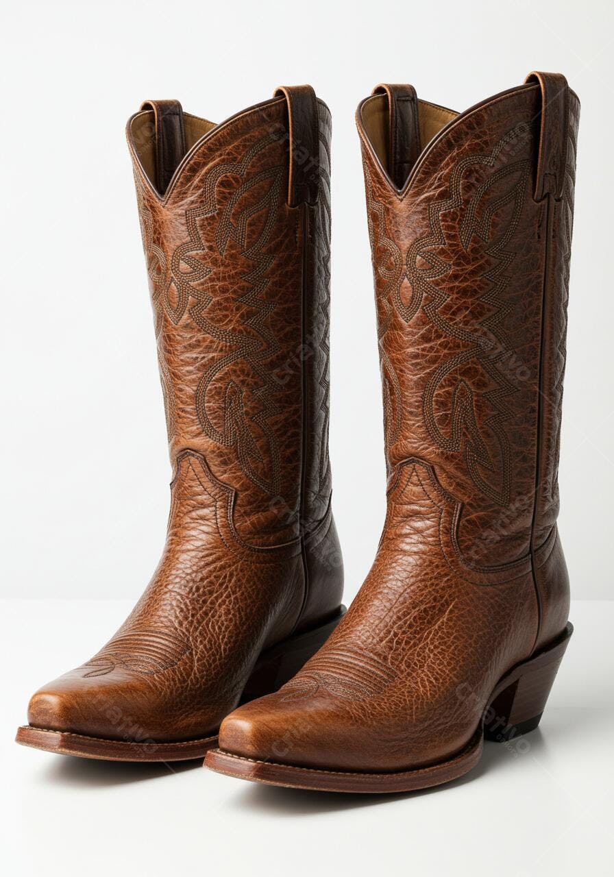 Botas de Couro Marrom Estilo Country