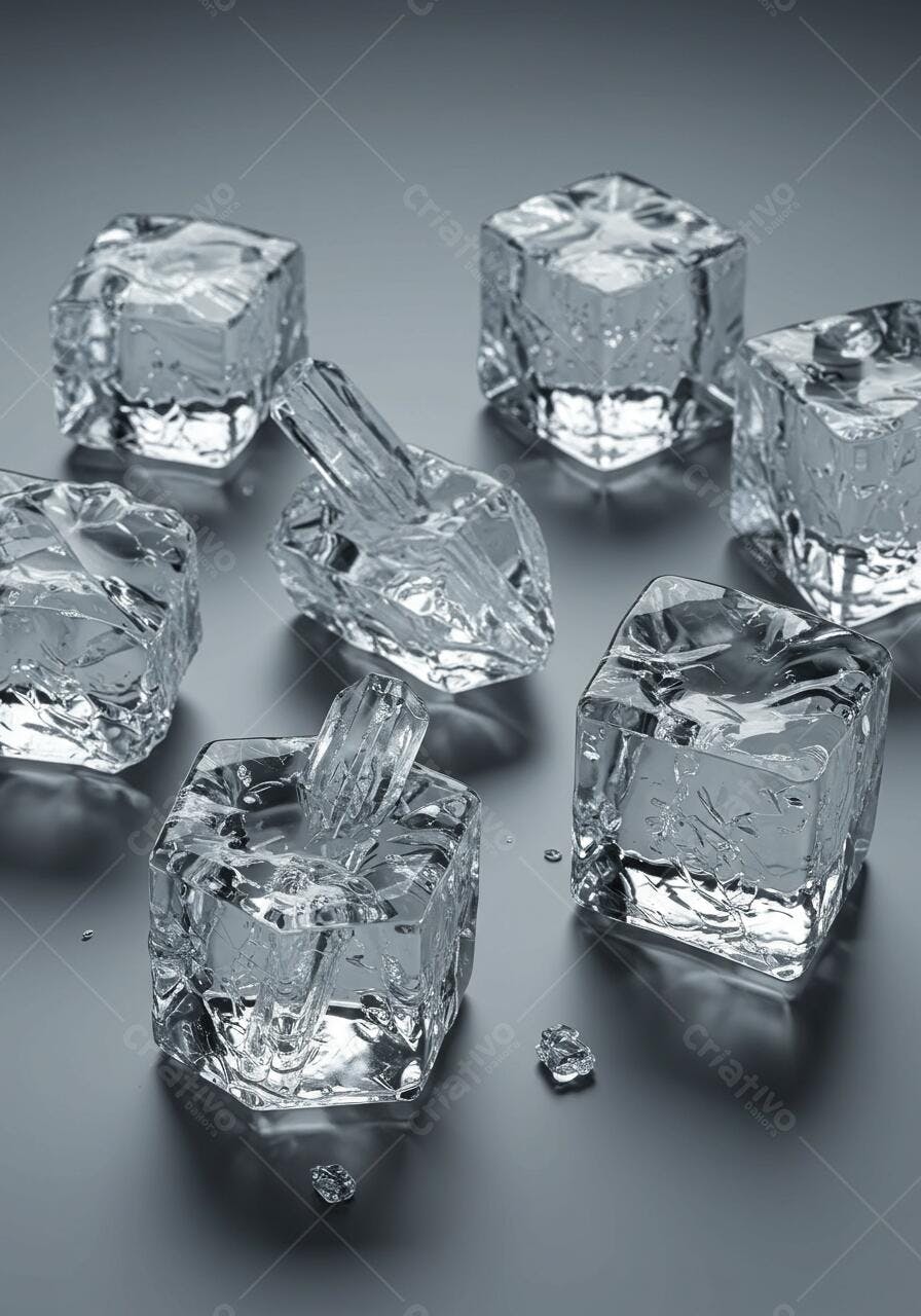 Cubos de gelo translúcidos e Dreidels