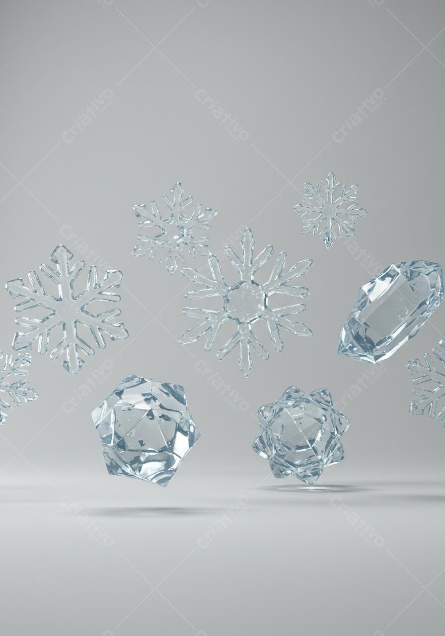 Cristais de gelo e flocos de neve em queda