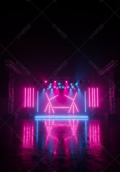 Palco Neon Rosa e Azul para Show