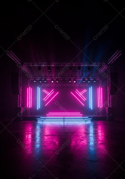 Palco Neon Rosa e Azul para Show