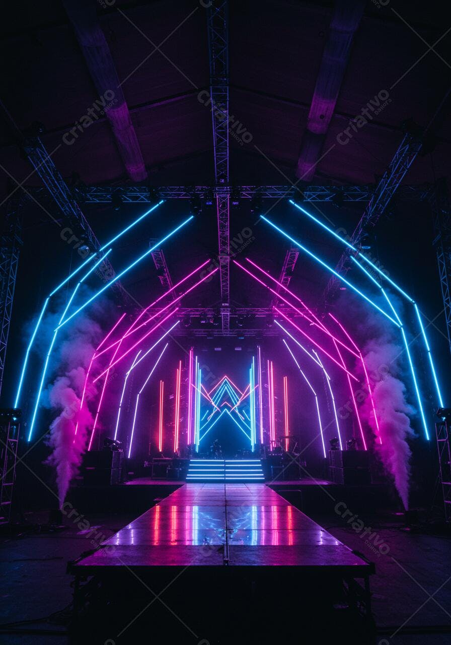 Palco Neon Rosa e Azul em Show