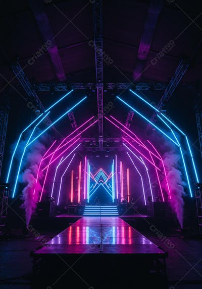 Palco Neon Rosa e Azul em Show