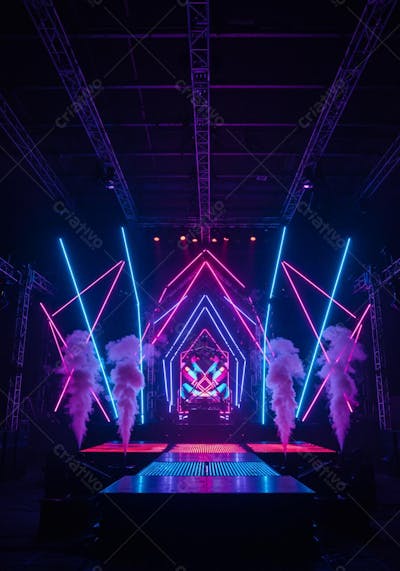 Palco Neon Rosa e Azul para Show