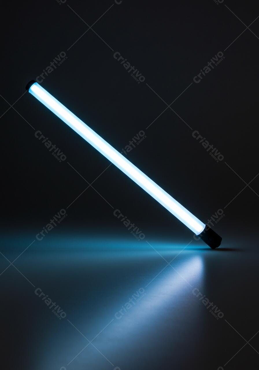 Luz fluorescente azul em fundo escuro