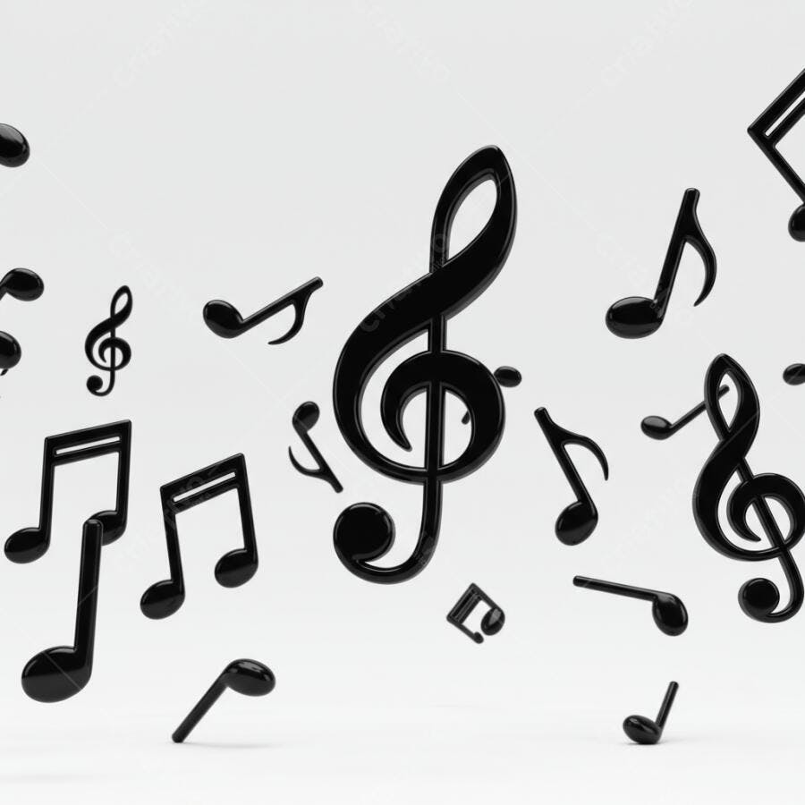 Notas musicais pretas em fundo branco