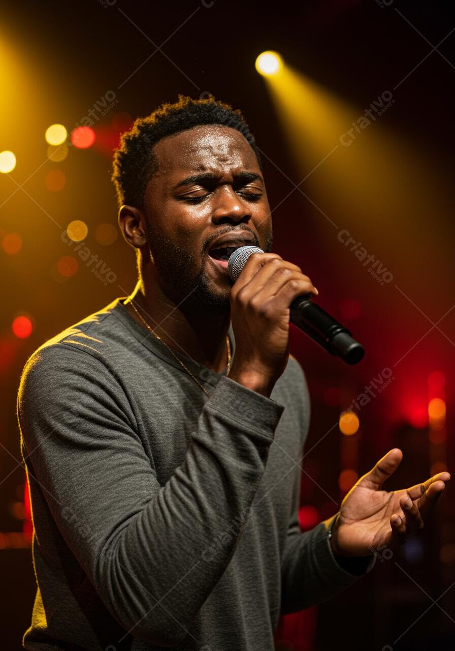 Cantor Afrodescendente em Show ao Vivo