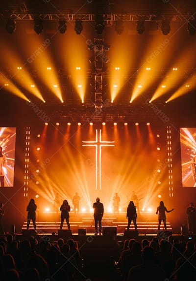 Show gospel palco iluminado cruz
