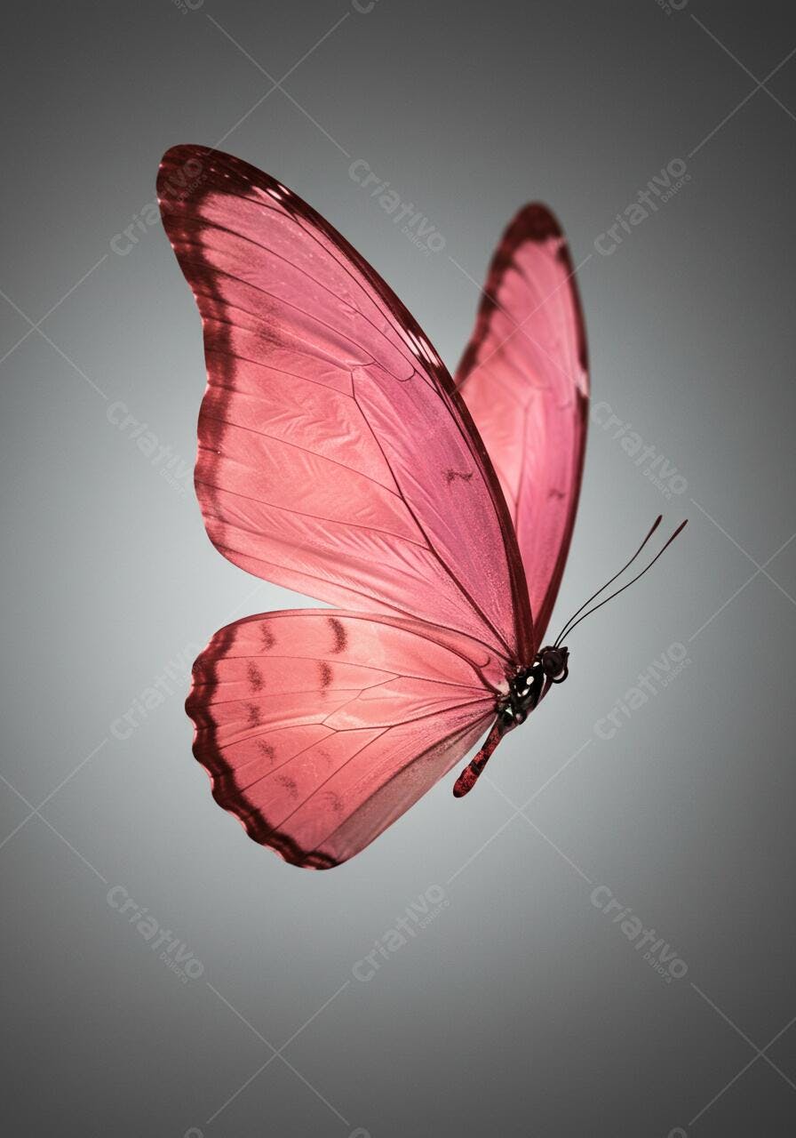 Borboleta rosa em voo suave
