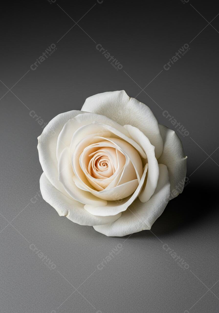 Rosa branca creme fundo cinza