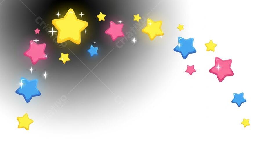 Estrelas coloridas fundo branco e preto