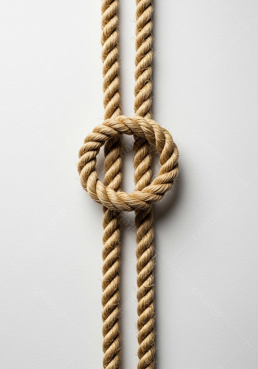 Corda com nó circular fundo branco