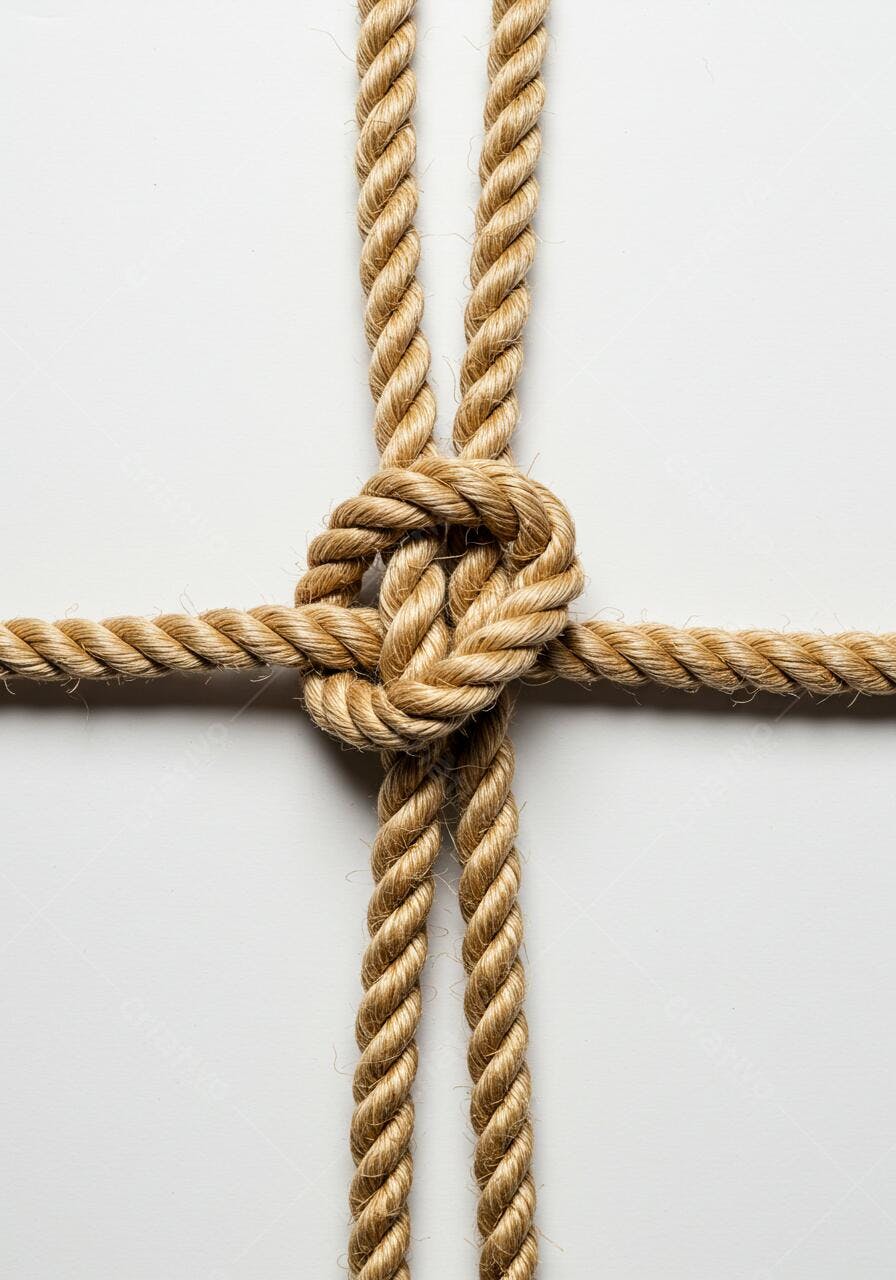 Nó de corda em fundo branco