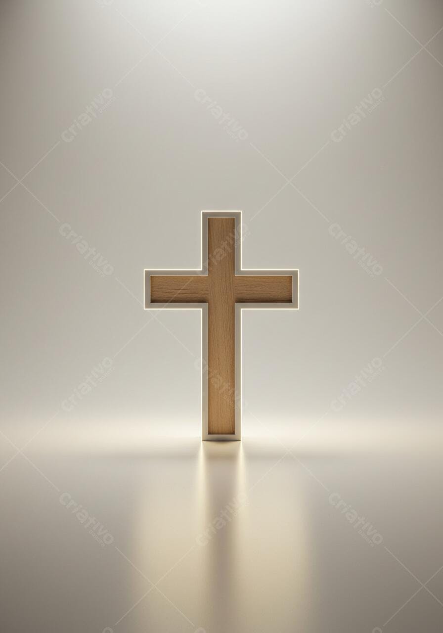 Cruz de madeira em fundo claro