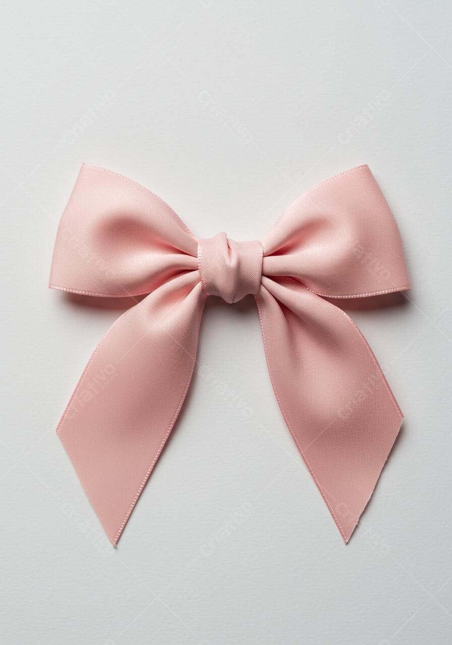 Laço rosa claro em fundo branco