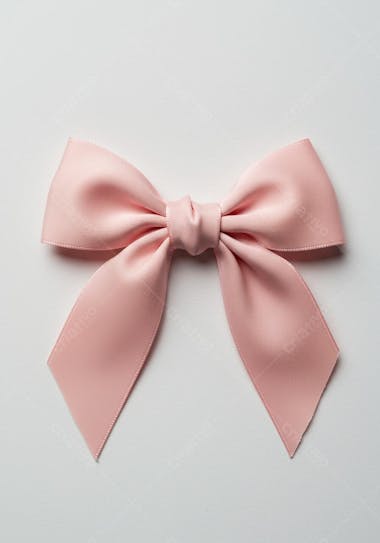 Image of a light pink ribbon bow, tied in a classic knot, on a white background. The colors are soft and delicate. The composition is simple and minimalist, with a focus on the central bow.