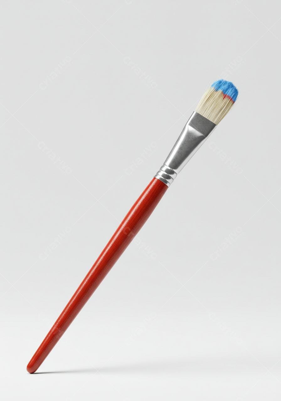 Pincel com tinta azul fundo branco
