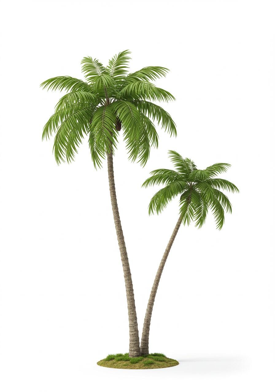 Duas Palmeiras Tropicais em Fundo Branco