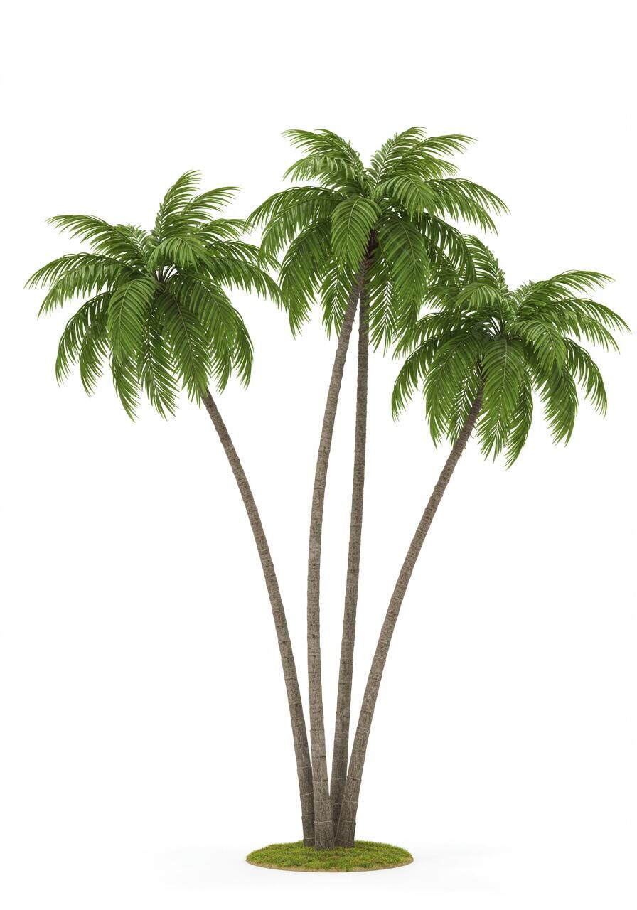 Três Palmeiras Tropicais em fundo branco