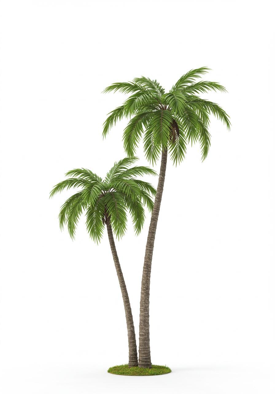 Duas Palmeiras Tropicais em Fundo Branco