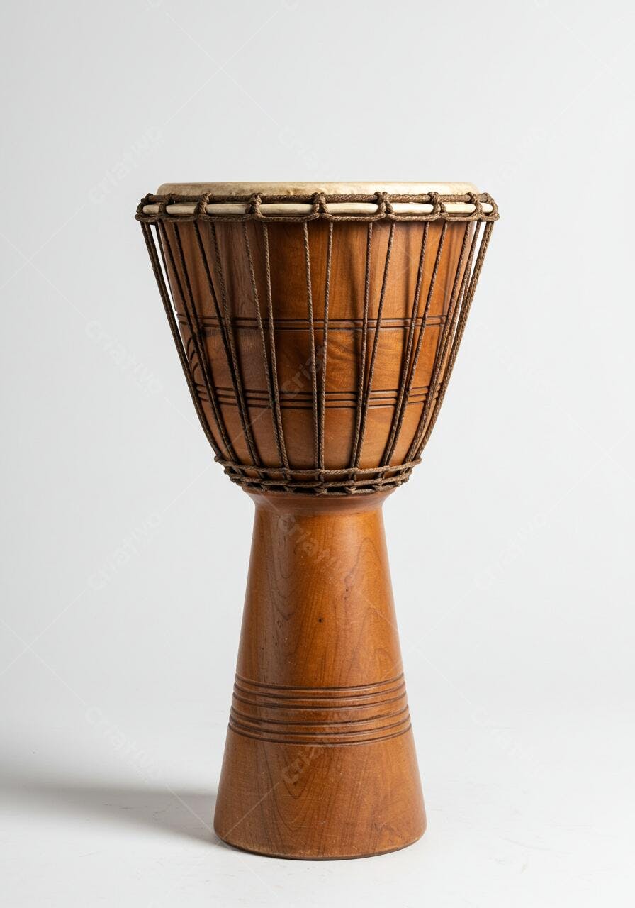 Tambor Djembe de madeira marrom claro