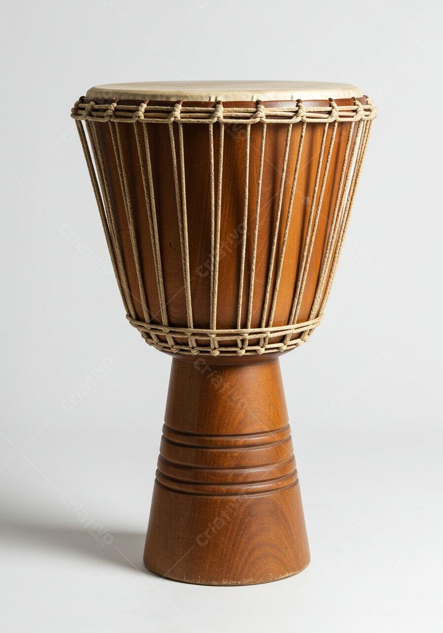 Tambor Djembe Marrom com Cordas Bege