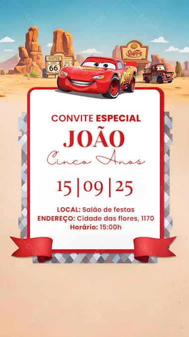 Convite Aniversário Infantil Carros Social Media PSD Editável (4)