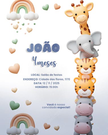 Convite Aniversário Infantil Fazendinha Social Media PSD Editável (9)