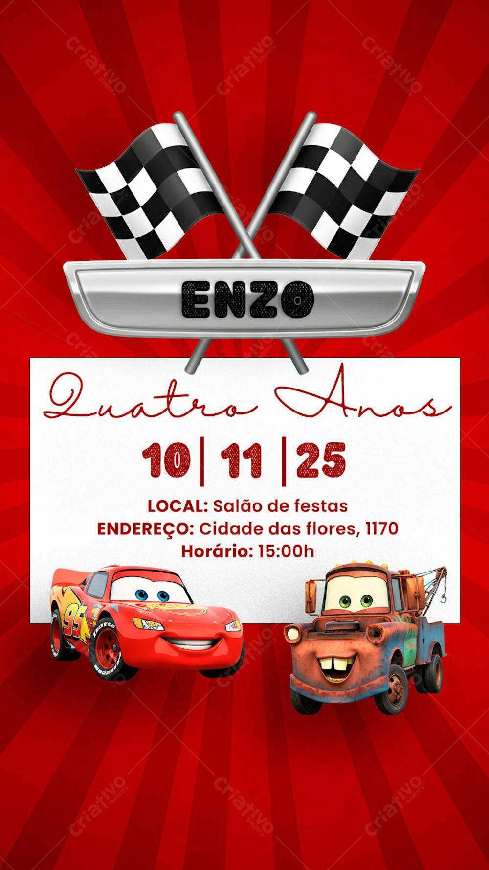 Convite Aniversário Infantil Carros Social Media PSD Editável (5)