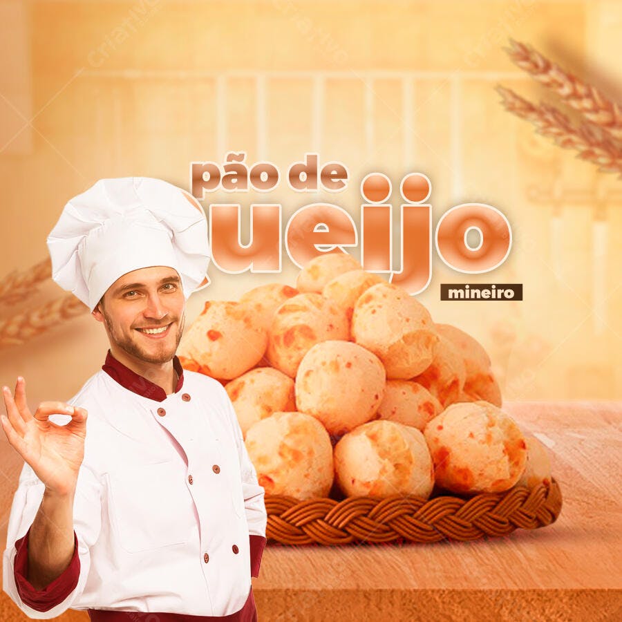 Flyer para Padaria Pão de Queijo PSD Editável