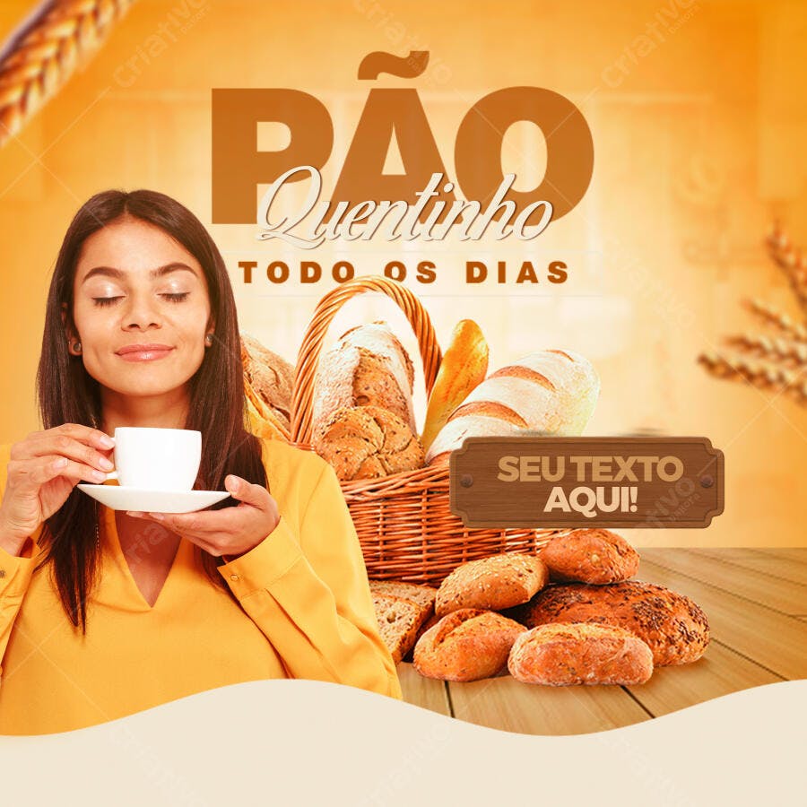 Flyer Padaria Pão Quentinho PSD Editável