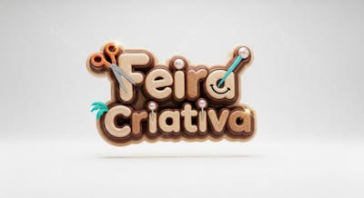 Feira Criativa em 3D com textura de madeira