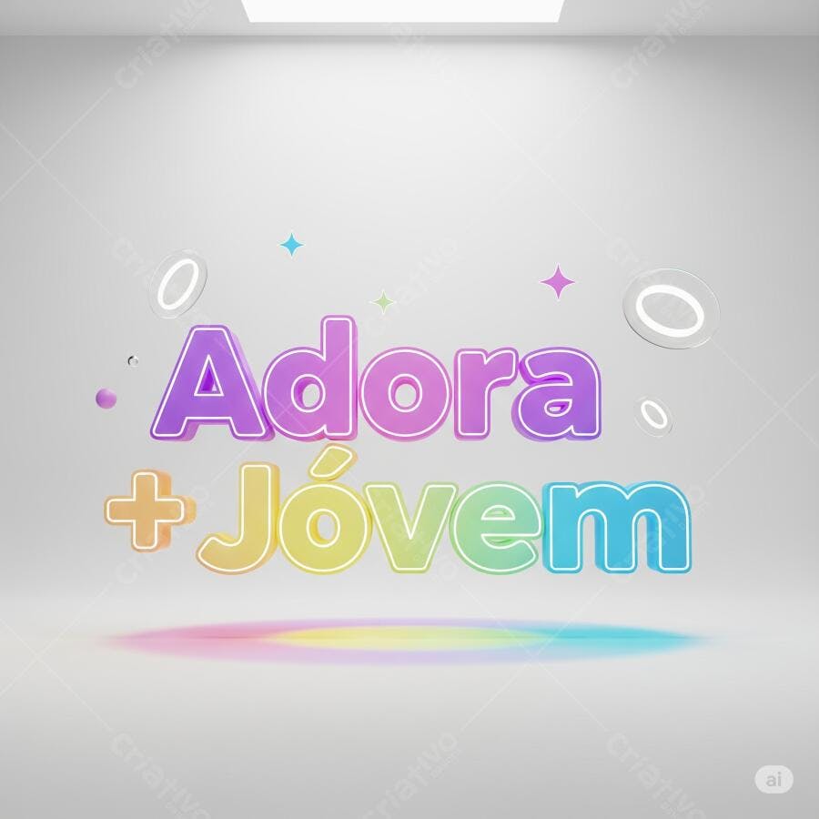 Adora Jovem letras coloridas 3D