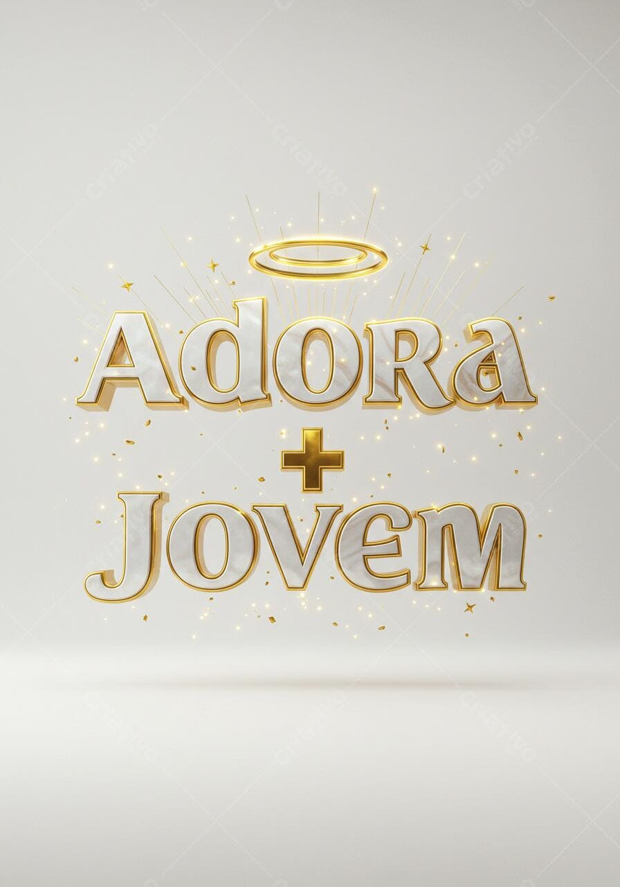 Adoração Jovem fundo branco dourado