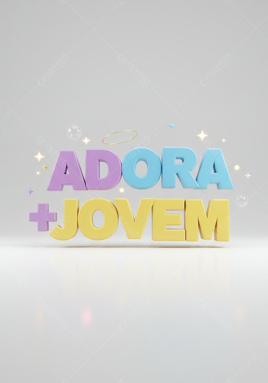 Adora Jovem letras 3D coloridas