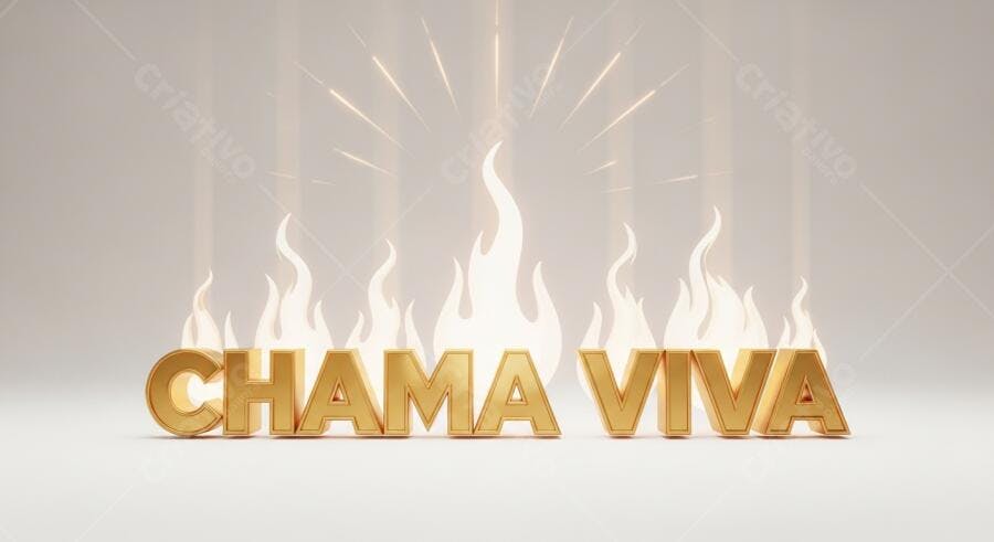 Chama Viva em dourado com chamas