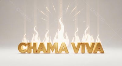 Chama Viva em dourado com chamas