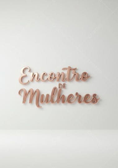 Minimalist image with the words "Women's Gathering" in rose gold 3D lettering against a white background. The composition is simple, clean, and elegant, conveying sophistication and femininity.