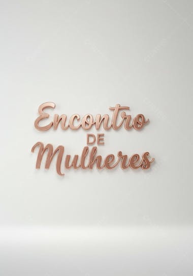 Image with white background and text "Women's Meeting" in rose gold.  Calligraphic style letters, 3D, metallic effect. Simple, elegant and sophisticated.