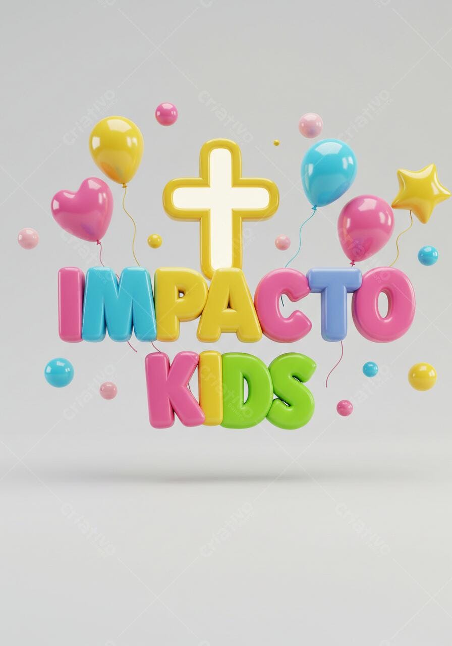 Logo Impacto Kids com balões coloridos