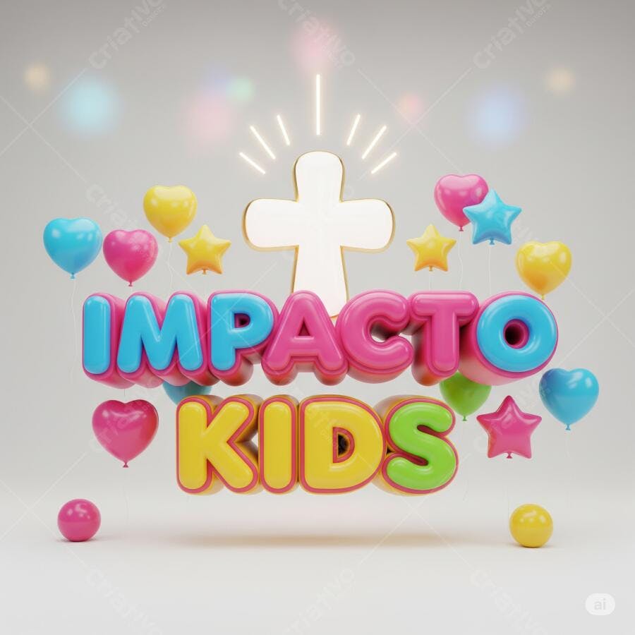 Logo Impacto Kids com balões coloridos