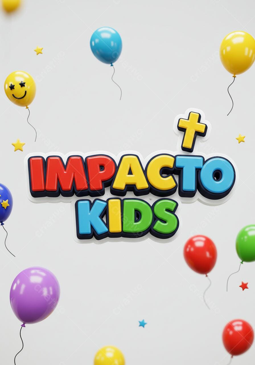 Logo Impacto Kids com balões coloridos