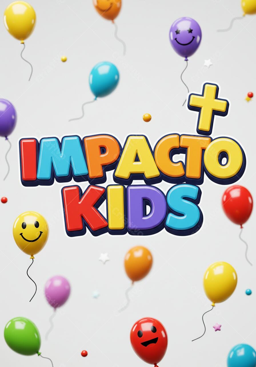 Logo Impacto Kids com balões coloridos