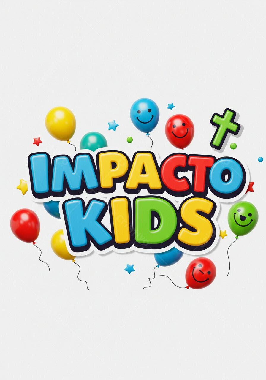 Logo Impacto Kids com balões coloridos