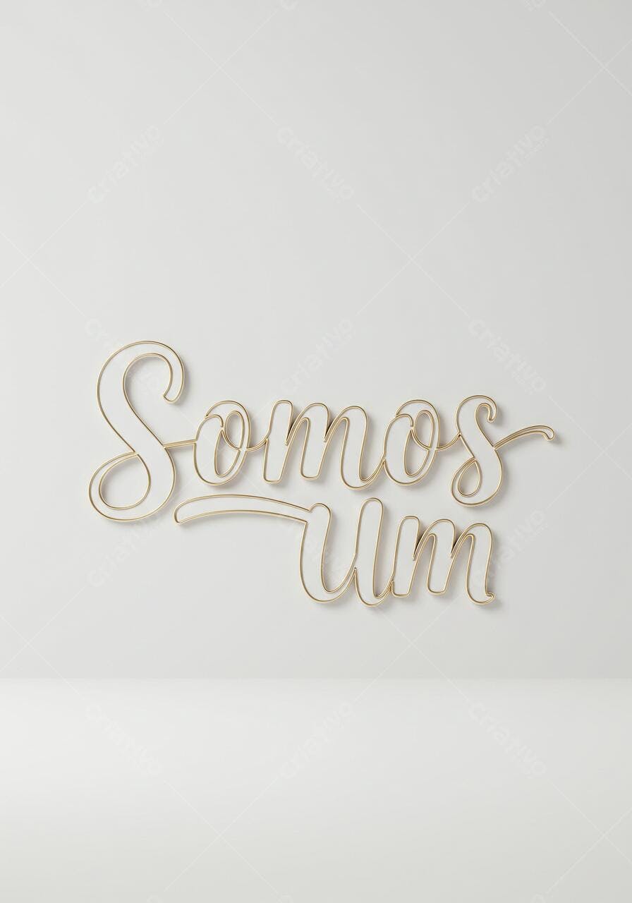 Letras douradas Somos Um em fundo branco