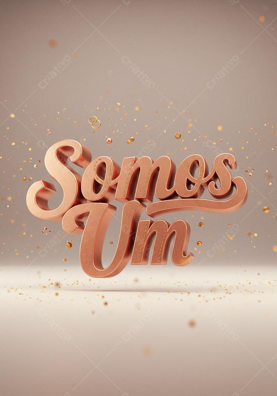 Somos Um letras em cobre dourado