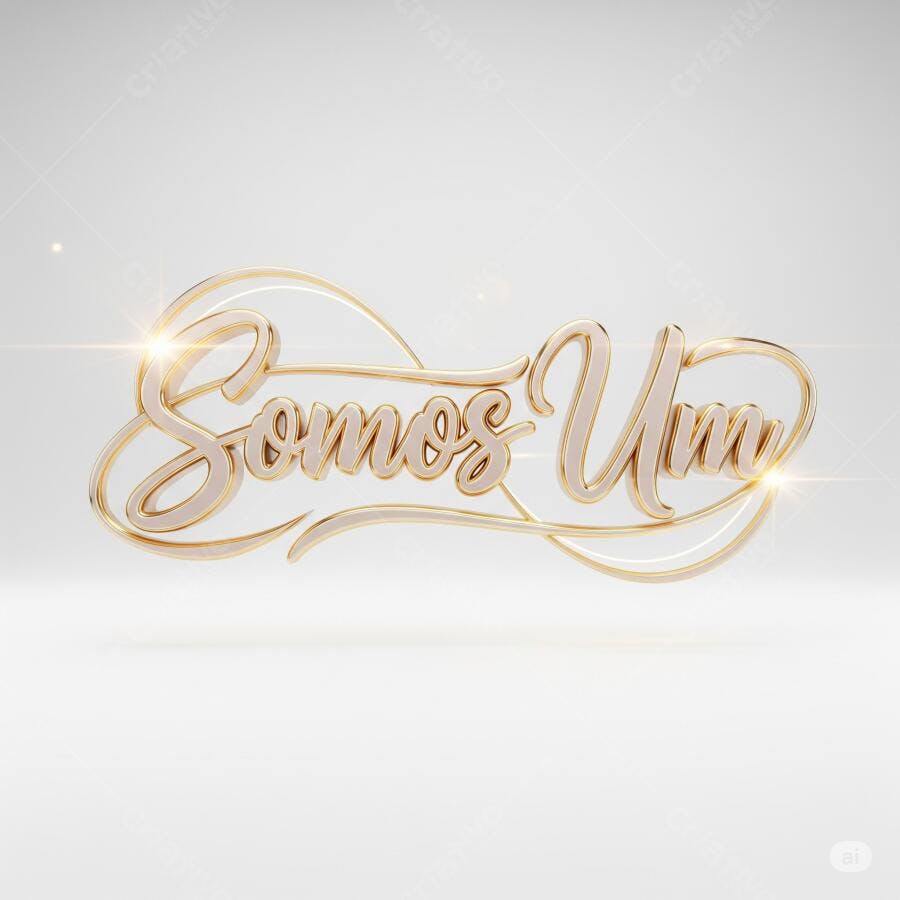 Logotipo Somos Um dourado e bege