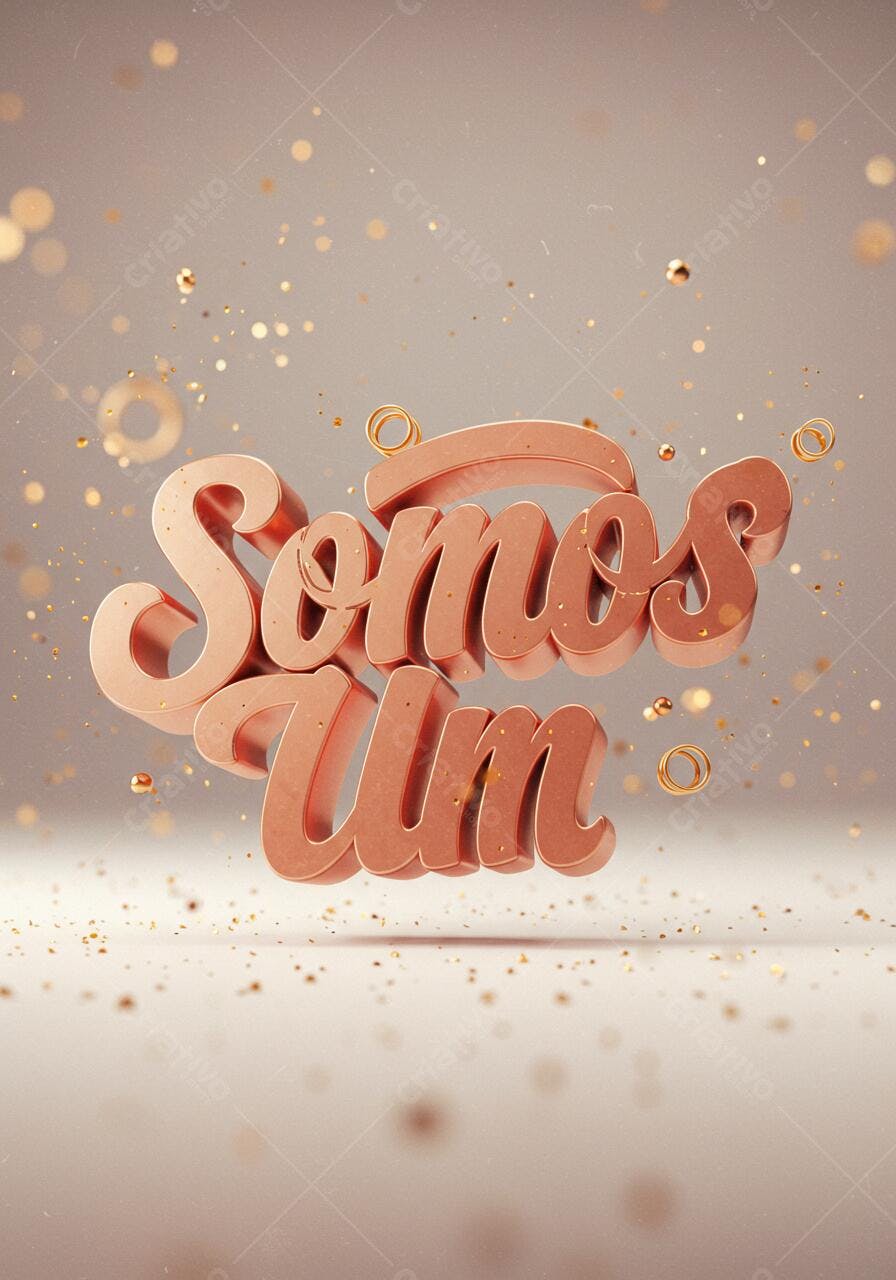 Somos Um letras 3D em cobre dourado