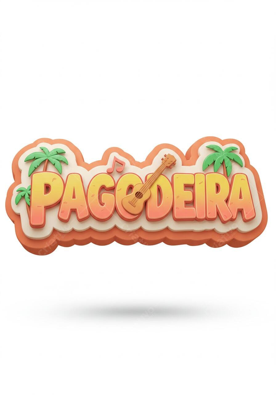 Logotipo Pagodeira com ukulele e palmeiras