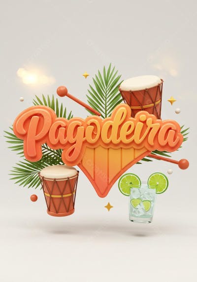 Pagodeira ilustração 3D verão
